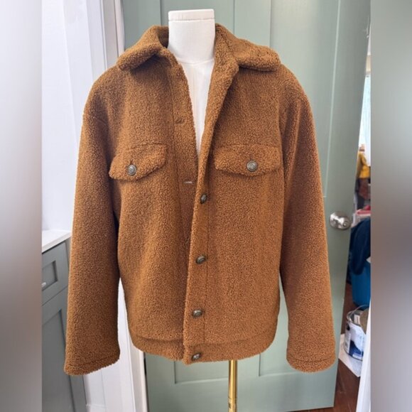 Max Studio Sherpa faux fur teddy jacket brown S Small NWOT NEW - Picture 1 of 4